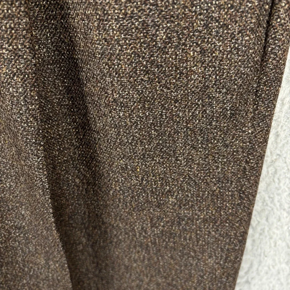 St Croix Dress Pants Mens 35x28 Brown Tweed Pleated Trousers Cashmere Wool Italy